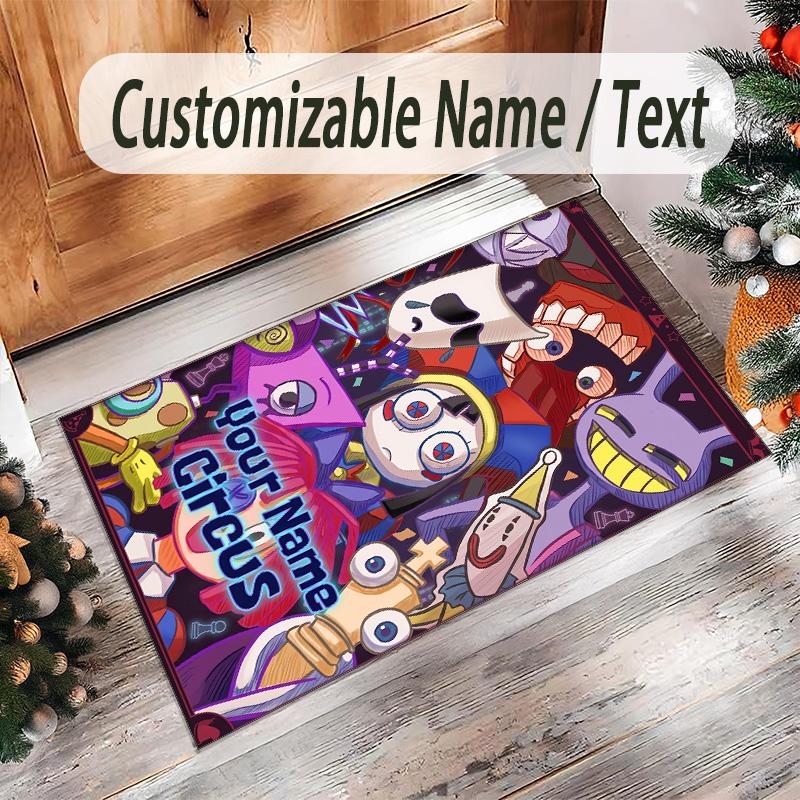 Personalized Crystal Velvet Carpet Custom Name Text,The Amazing Digital Circus Anti Slip Area Rug For Home Decoration