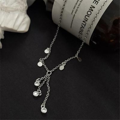 925 Sterling Silver Vintage Tassel Chain Zircon Bead Charm Necklace Pendant For Women Girls Party Jewelry Accessories Dz371