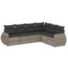 6 Piece Garden Sofa Set with Cushions Light Grey Poly Rattan