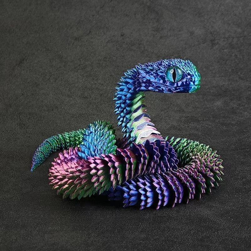 Stunning 3d Printed Snake Figurine With Articulated Joints And Lifelike Eyes For Unique Decor