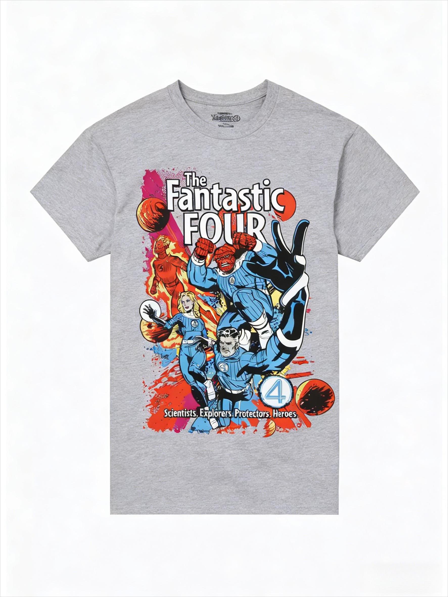 Women Marvel Fantastic Four Cute Retro Pop Art Graphic Soft Loose Oversized Daily Casual Short Sleeve TShirt S