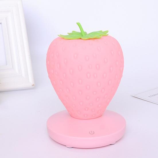 Lampada da comodino a LED creativa ricaricabile senza sfarfallio con luce notturna a fragola, decorazione da tavolo