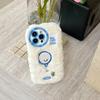 Embroidered Tennis Racket Plush Phone Case for iPhone 16 15 14 13 Pro Max Fall/Winter Warm Plush Phone Case