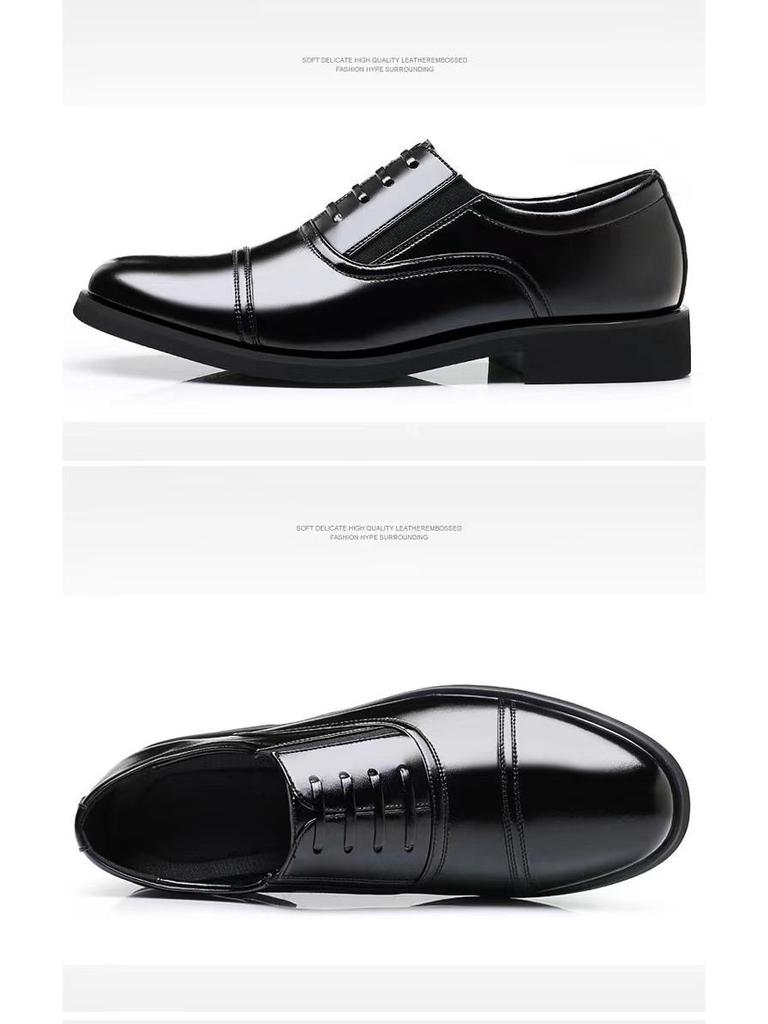 Men's British Style Pointed Toe Leather Shoes - Three-Piece Set for Autumn Fashion, Business, Casual Occasions