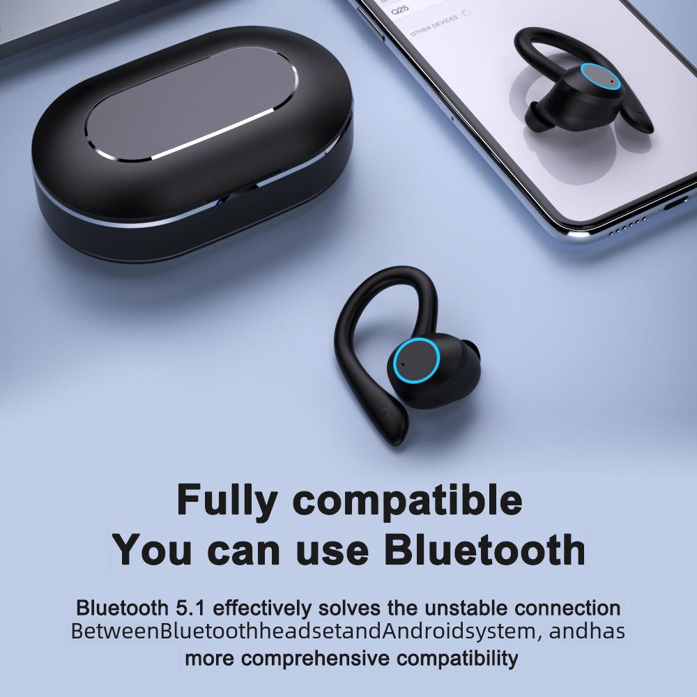 אוזניות ספורט אלחוטיות בלוטות' נוחות במיוחד עם ביטול רעשים, עיצוב וו לאוזן וחיי סוללה ארוכים