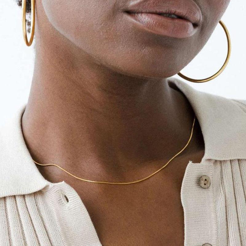 Women Neck Chain Gold Color Choker Necklaces Thin Chain On The Neck Minimalist Pendant Jewelry Chocker Collar For Girl
