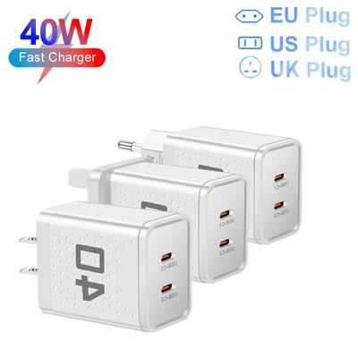 Dual PD 2 Ports USB C Chrager Fast Charger Type C For Xiaomi 12 iPhone 13 14 Pro Realme QC3.0 Type C Fast Charging
