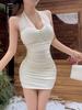 Pure Desire Halter Neck Slim Fit Tank Dress – Enhances Bust, Sleeveless, High Waist, Solid Color