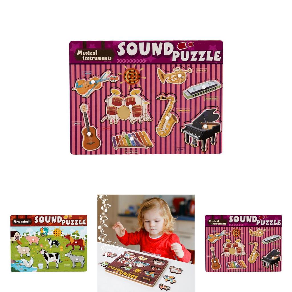 Wooden Animal Sound Puzzle For Kids Education Interactive Learning Toy