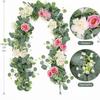 Guirnalda Artificial Guirnalda de Eucalipto Decoración de Pasillo de Boda Fácil de Colgar Pétalos de Tela de Seda Realista Tallo de Plástico Flexible