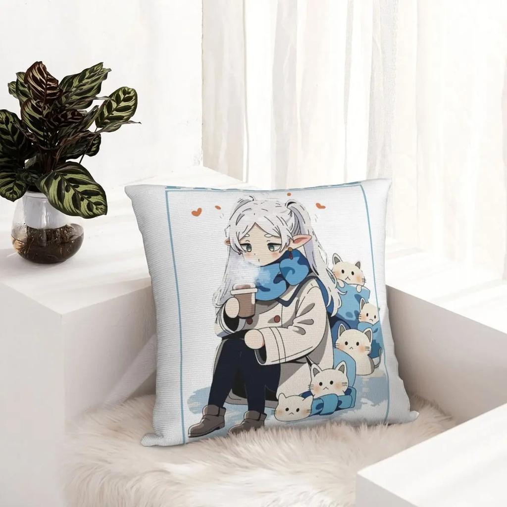 Frieren Anime Sousou No Frieren Pillow Cases Cushion Cover Vintage Zippered Decorative Pillowcase for Home 40*40cm