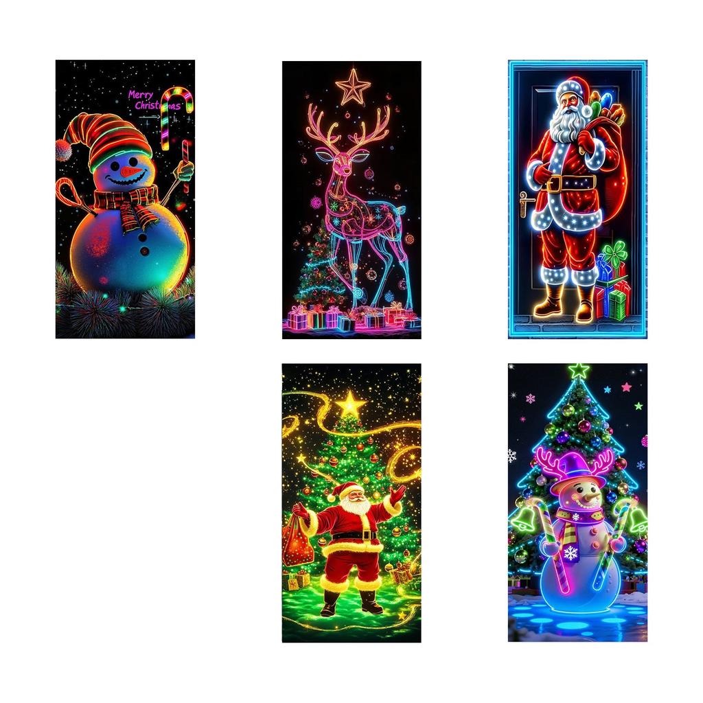 Christmas UV Fluorescent Door Banner/cover Background/holiday Party Decoration/Christmas Decorative Hanging Cloth