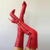 Stivali da Donna Autunno Inverno Punta Laterale Zip Stretti Tacchi Alti Stivali Piattaforma Alti Sulla Ginocchio Moda