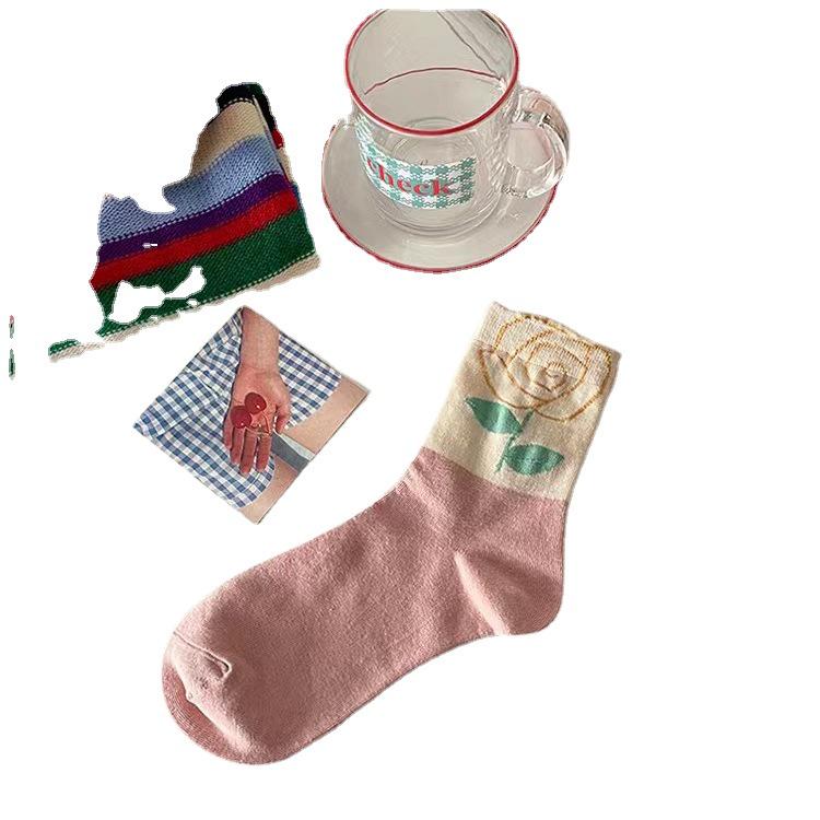 Damen Frühling Prägung Strick Mittellange Rüschensocken - Vielseitig und Stilvoll