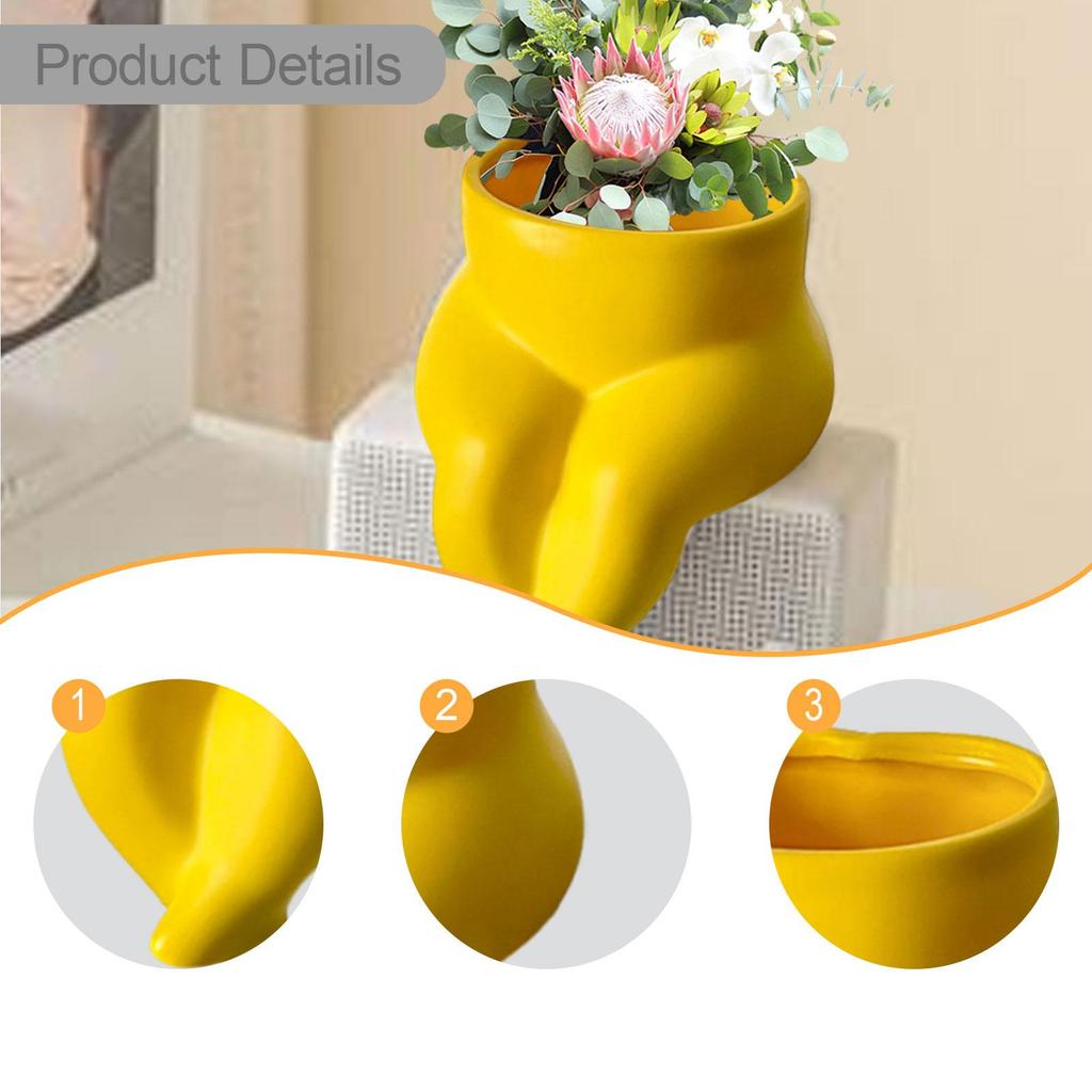 Resin Body Form Flower Pot Vase Versatile for Fireplace Decor, Decorative Minimalist Desk Edge Ornament