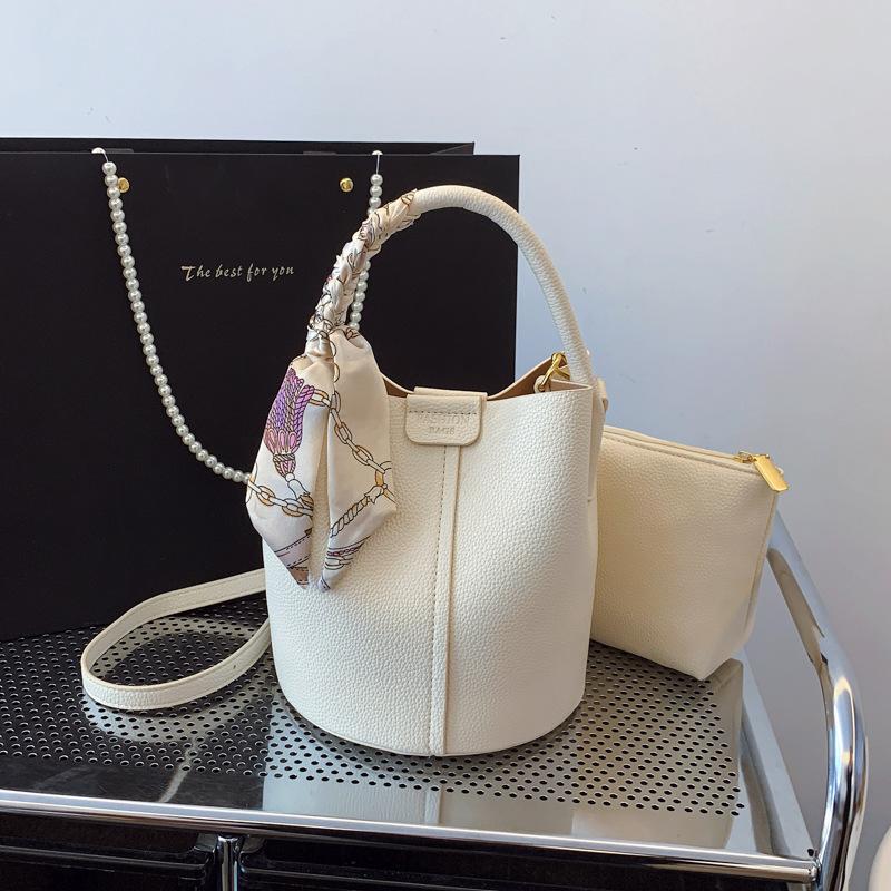 New niche popular silk scarves contrasting colors, children and mothers, bucket bags, portable shoulder messenger trendy women's bags