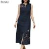 ZANZEA Women Casual Round Neck Summer Sleeveless Print Tank Dress