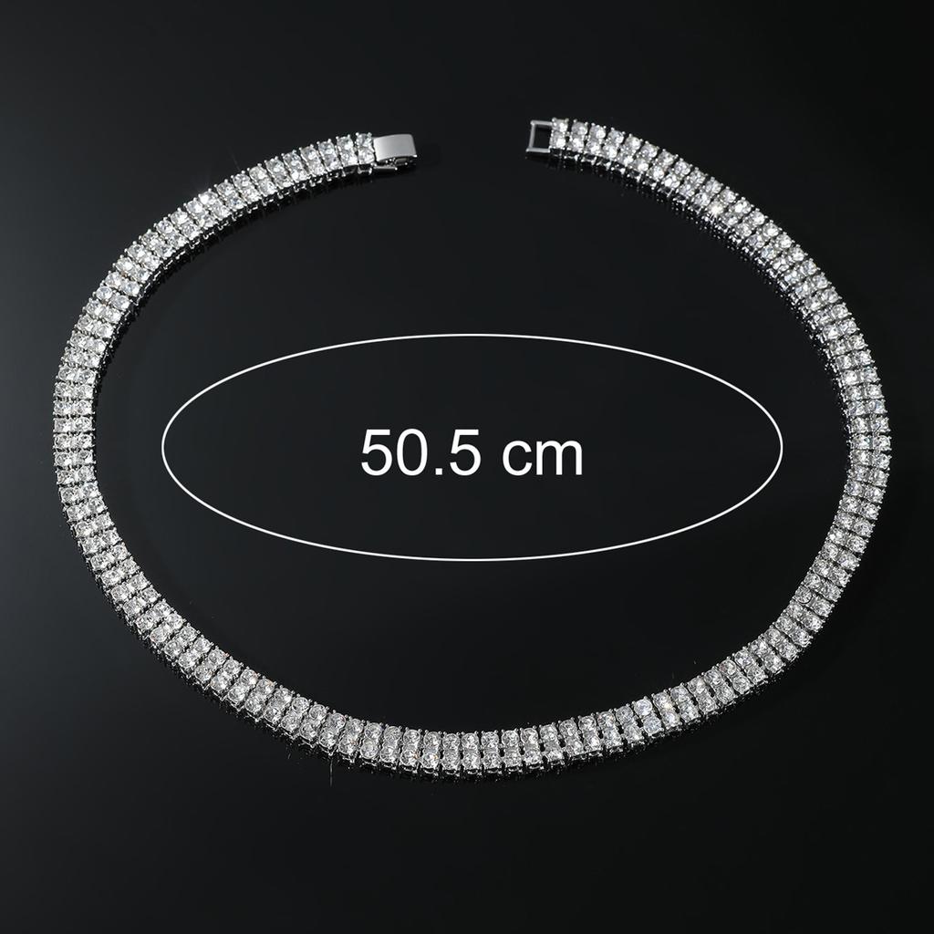 Europejski hip-hopowy pełny diamentowy dwurzędowy diamentowy męski naszyjnik osobowości Hip Hop Rap Hip Hop Disco Taniec Naszyjnik Popularna ozdoba