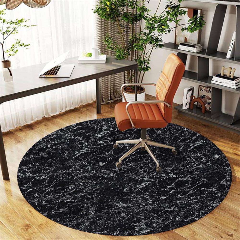 1pc Marble texture Round Chair mat Area Rug - Non-Slip, Floor Mat for Office, Bedroom, and Indoor Decor -1002111