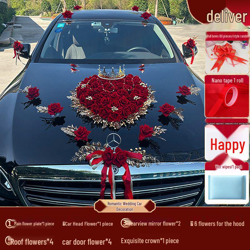 Wedding Car Decoration Set: Main & Second Car Flowers