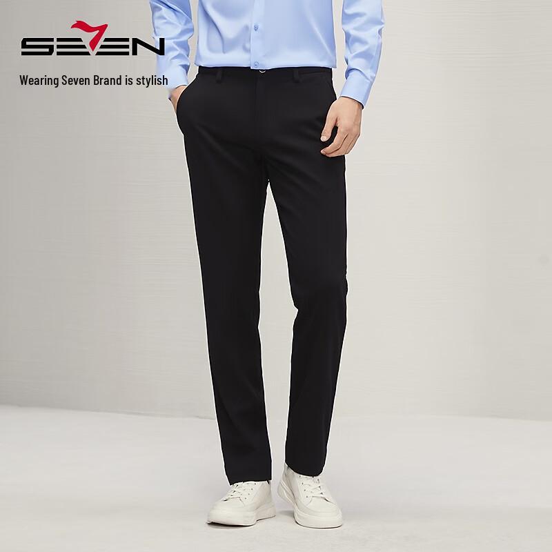 SEVEN Men's Wool Blend Business Casual Slim-Fit Straight-Leg Pants