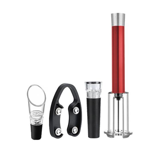 4Stk/Set Flaschenöffner 4-in-1 Luftpumpe Drucköffner Folienschneider Aufblasbarer Ausgießer Vakuumverschluss Weinzubehör