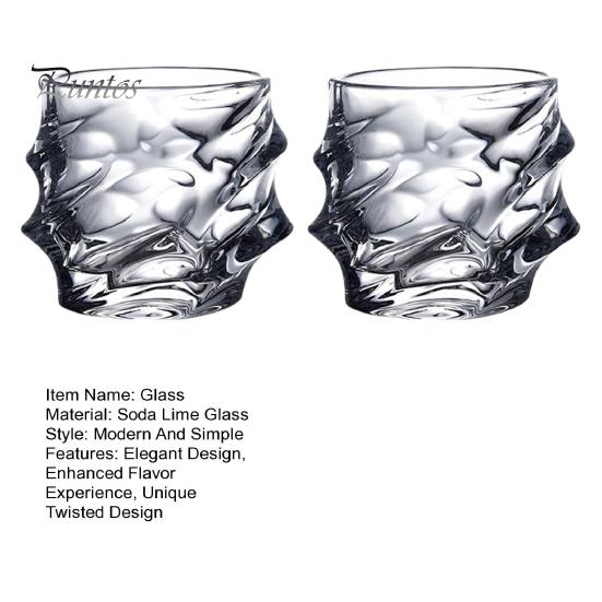 1/2/4Pcs Glass Whiskey Glasses Heavy Thick Bottom Bar Bourbon Glasses Faux Crystal Whisky Twisted Glass Tumblers Poker Night Drinkware