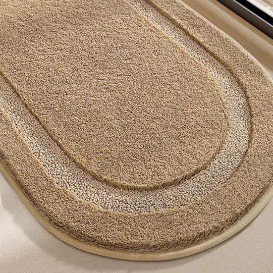 Oval Bathroom Rug, Microfiber Soft Highly Absorbent Bath Rug, Non-Slip Plush Fluffy Door Mat for Shower Bathtub Sink Entrance