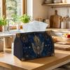 1pc Mystical Sacred Hamsa Tissue Box Cover,Hand Star Moon Navy Golden Symbolic High-Quality,Waterproof,Durable,Lightweight,Foldable Storage,Ideal for 