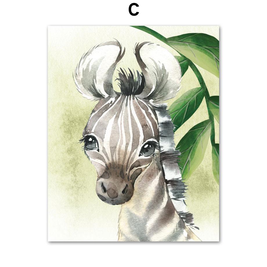Lion Giraffe Zebra Tropical Leaf Jungle Animals Nordic Posters And Prints Wall Art Canvas Painting Wall Pictures Kids Room Decor