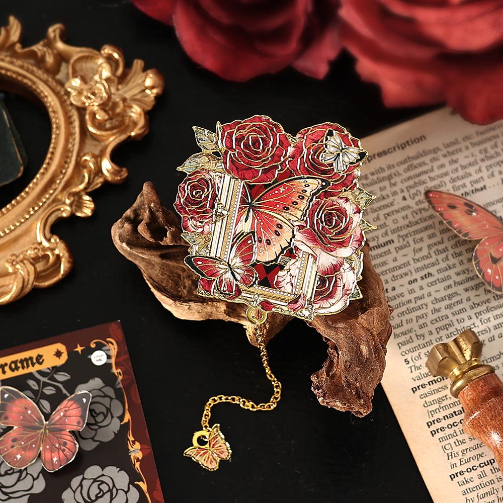 1PC Creative Rose Clock Theme Reading Mark Bookclip Metal Bookmark Reading Enthusiast Office Plan Student Supplies