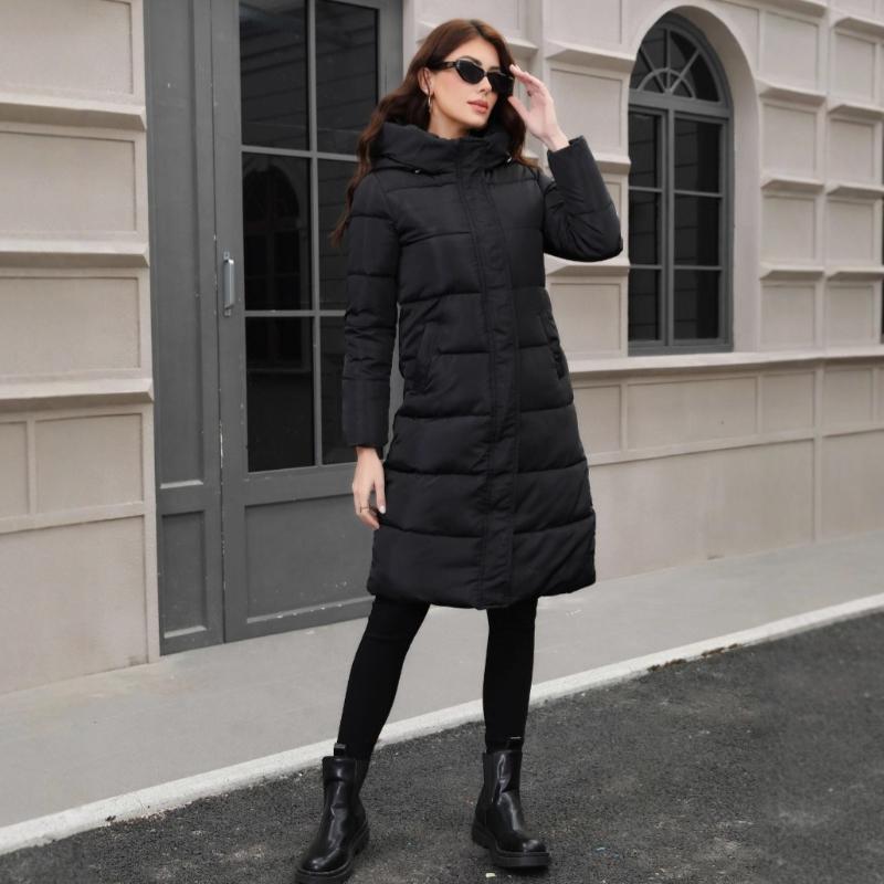 New Hooded Thick Cold-resistant Slim Long Cotton Coat