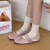 French Fairy Style Silver Square Head Single Shoes Women's Spring and Autumn 2025 New Bow Commuter Flat Mary Jane Shoes