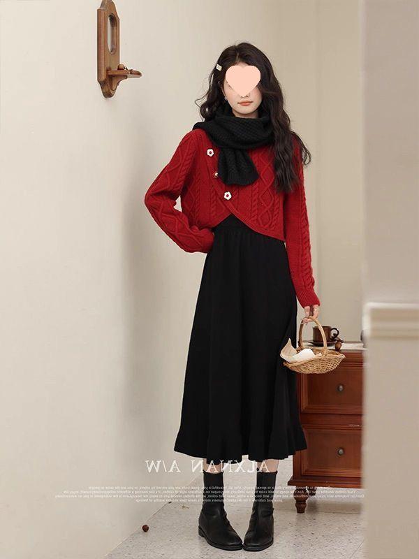 Petite Goddess Vibe Retro HK-Style Sweater & Skirt Set - Autumn/Winter 2025