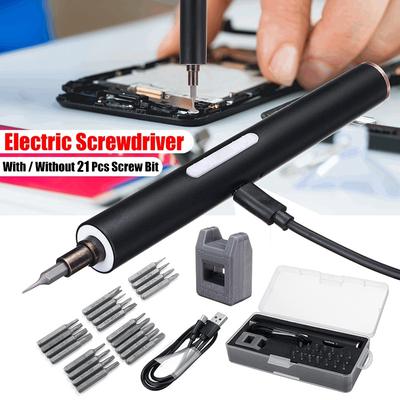 Black Electric Cordless Magnetic Screw Driver Tool Mini Rechargeable Li-ion Battery Precisions Hand Screwdriver Bit Repair Set