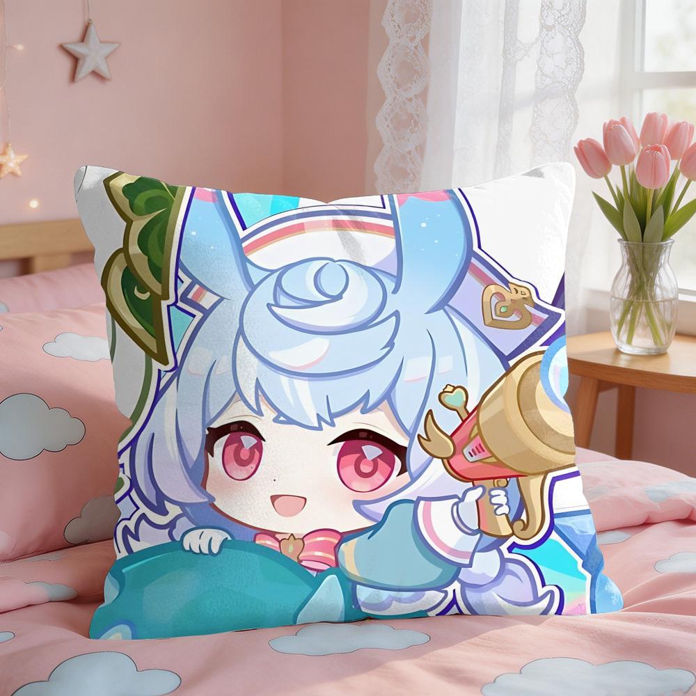 Sigewinne Cute Genshin Impact Cushion Cover Square Short Plush Pillow Case Living Room Sofa Home Decor Funda X