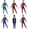 Kids Girls Asymmetrical Rhinestone Ballet Dance Leotard Sheer Mesh Gymnastics Jumpsuit Full Body Suit Figure Skating Dancewear
