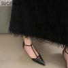 Fashion SUOJIALUN Spring New Women Sandal Fashion Pointed Toe Shallow Ladies Elegant Slingback Shoes Thin Low Heel Outdoor Dress Pumps