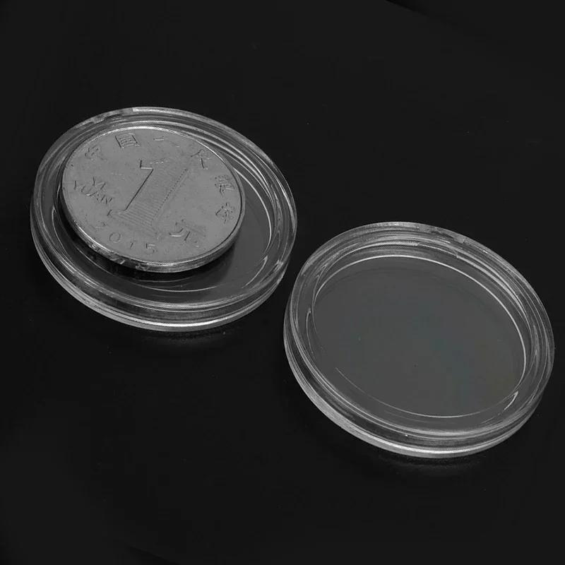 100 ks 21/22/23/24/26/33 mm Průhledné kulaté kapsle na mince Úložná kapsle na peníze / pence Držák na mince Domácí zahradní potřeby