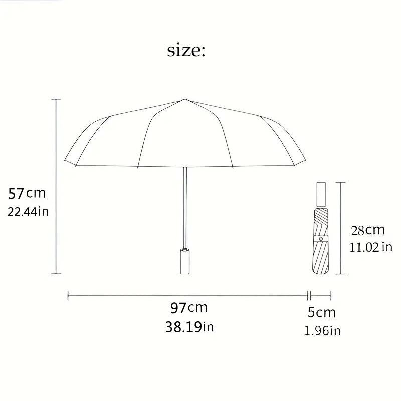 1pc Sturdy 8-Bone Auto Umbrella, Adorable Black Feline Pair Umbrella, Digital Printed, Foldable Umbrella for On-the-Go Outdoor Use
