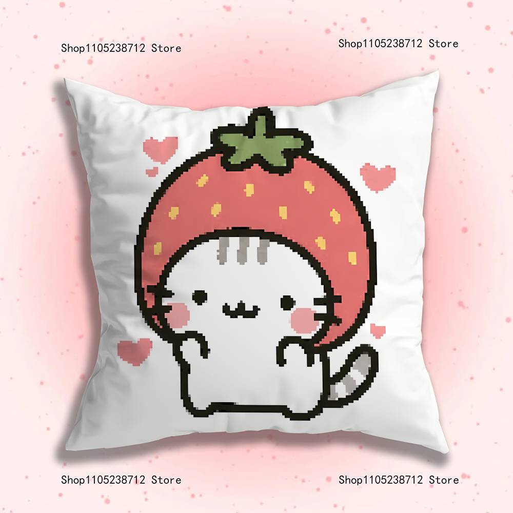 Adorable Cute Cartoon Cat Pillow Case Plush Fabric Soft Pillowcase Double Sided Print Sofa Cushion Cover Throw