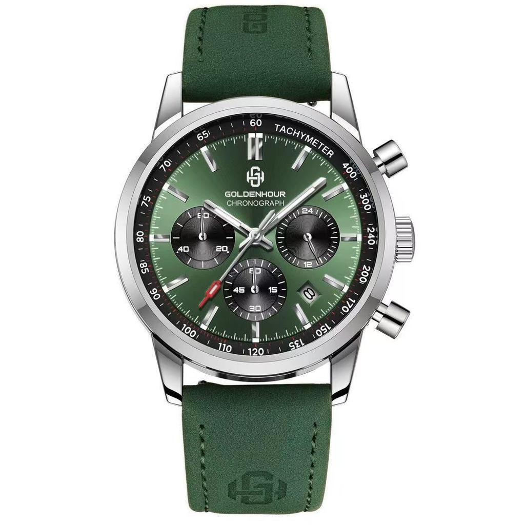 Luxury Mens Watch Fashion Leather Luminous Calendar Business Man Watch Waterproof Chronograph Gold Quartz Watches for Men