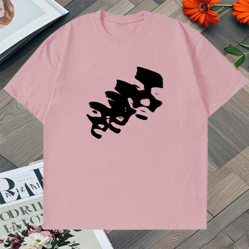 Summer Style Short-Sleeve T-Shirt with Face Print Loose Cotton Loose Trend Fashion Oversized Tee