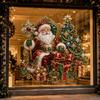 Luxury Style Christmas Window Stickers Santa Claus Static Cling Store Showcase Decor