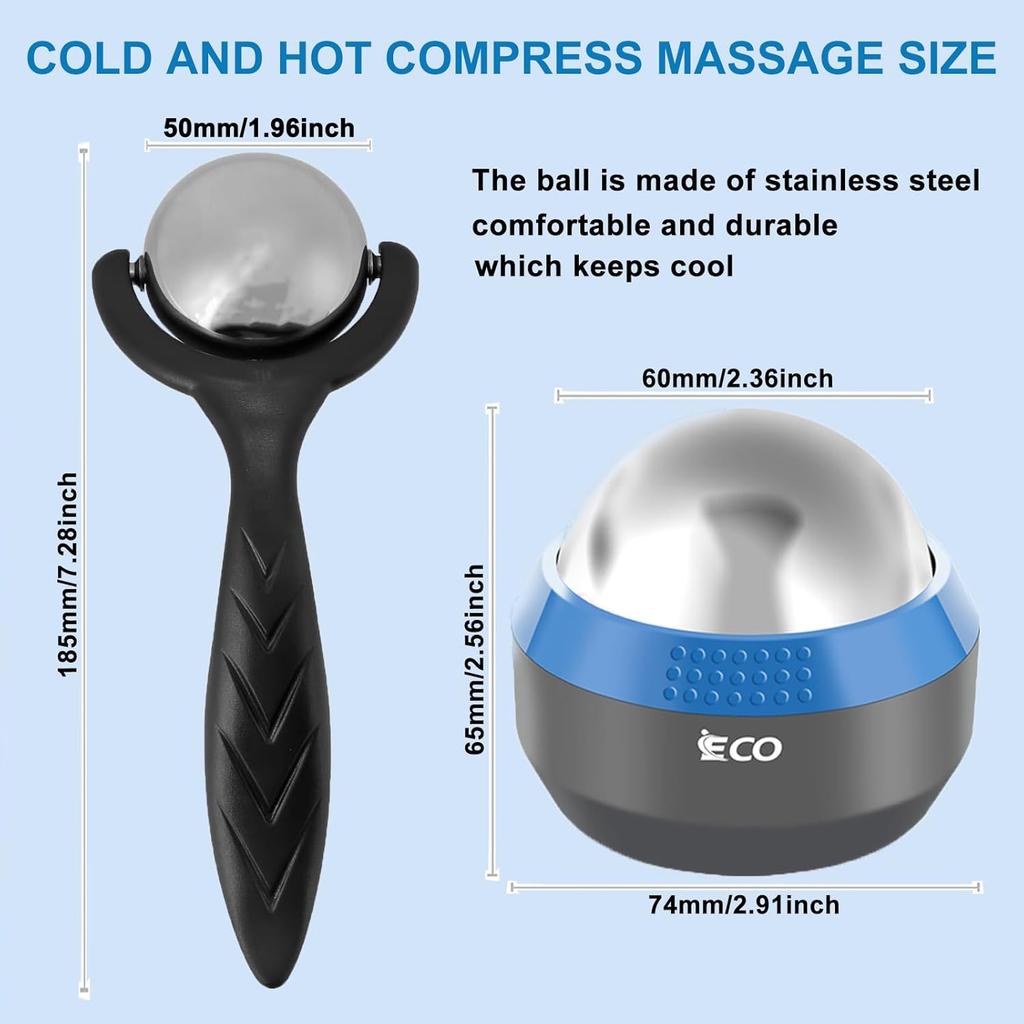 iECO Cryosphere Cold Massage Roller Ball – Ice Cold and Hot for Deep Tissue and Sore Muscle Relief of Stiffness and Stress, Body, Neck, Back, Foot,