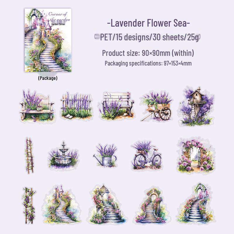 Beautiful Day PET Sticker Pack: Garden Corner Retro Romance for Journaling and DIY Scenery Collage