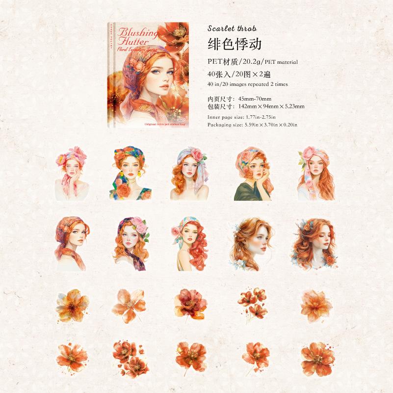 40sheets/1lot Kawaii Stationery Stickers Encountering Blooming Flowers Diary Planner Decorative Mobile Stickers Craft Sticker