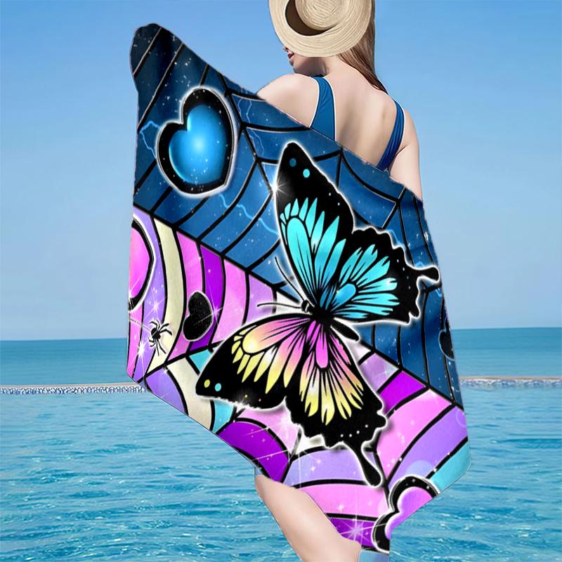 Purple Butterfly Dreams Beach Towel, Super Soft Microfiber, Gift for Her/Him, Birthday, for Pool, Beach, Travel, Home Decor Fan gifts
