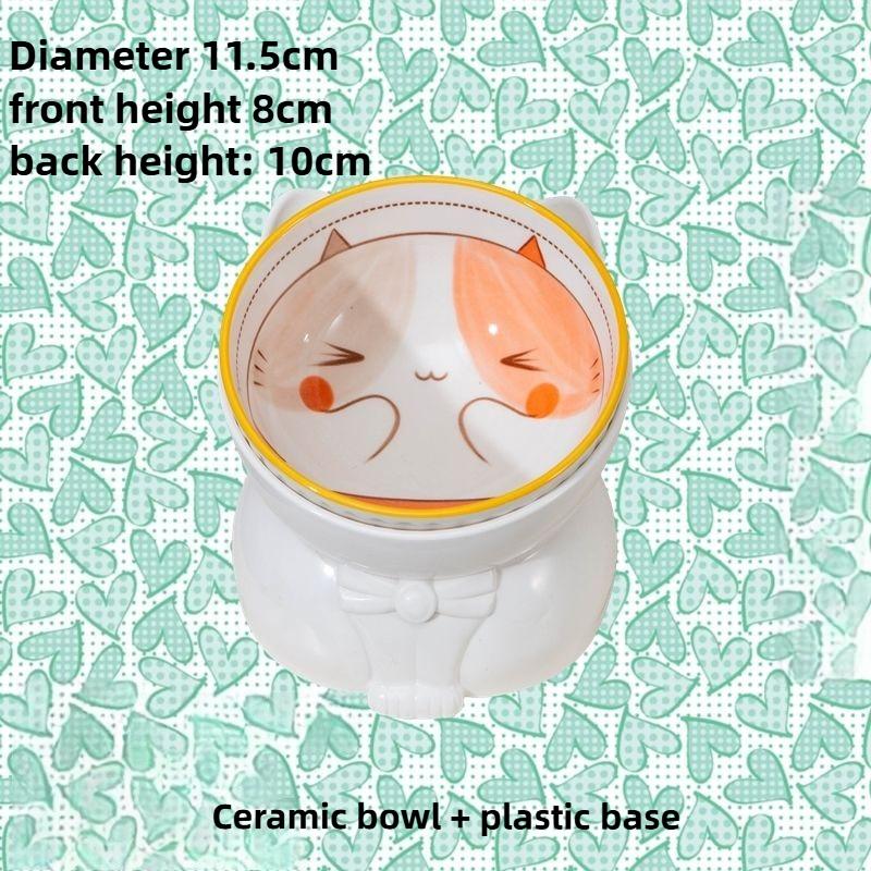 

Ceramic Cat Bowl Neck-protecting Anti-knock Cat Bowl Durable Easy Clean Pet Feeder Stable Base Pet Products Cats Accessories белый