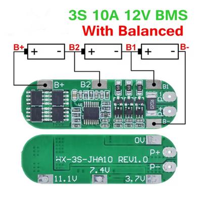 Scheda di Protezione Caricabatterie al Litio 3S 10A 12V Per Cella Batteria Li-ion 18650 BMS di Carica 11.1V 12.6V Con Bilanciamento